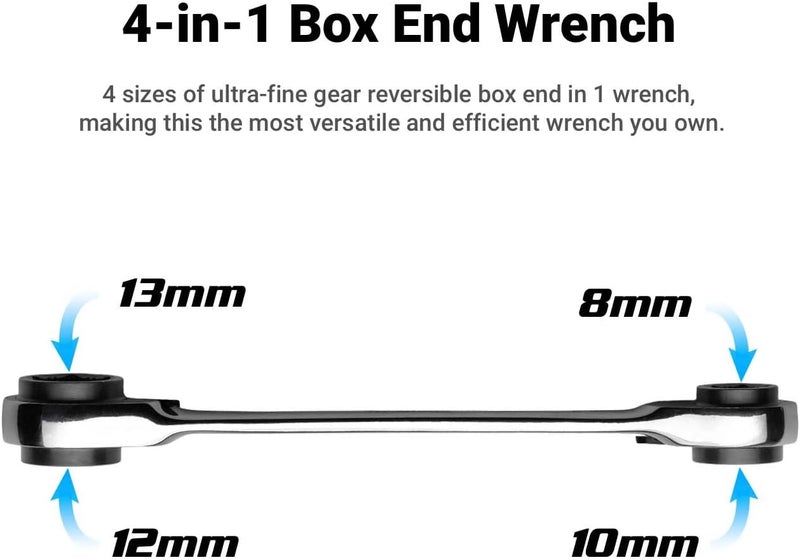 Capri Tools 4-in-1 120-Tooth Box End Reversible Ratcheting Wrench, 5/16, 3/8, 7/16, 1/2 in., SAE - Image 2